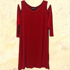 Poof!, Cold Shoulder, Dress, Sz Sm, Flowy, Flare, Midi-dress, Mini-dress, Wine